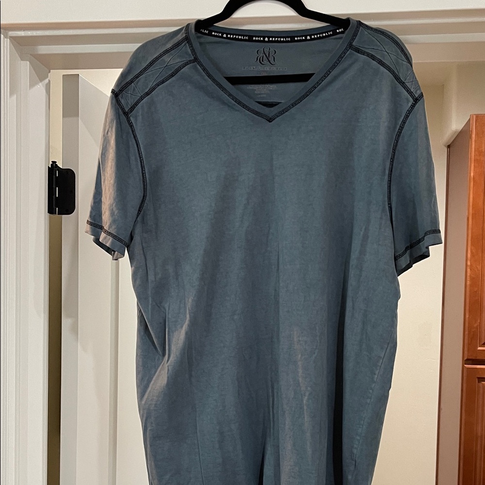 Rock & Republic Men's Blue V-Neck Shirt